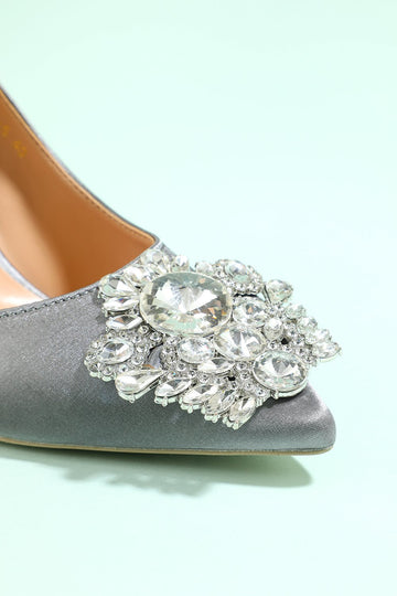 Zapatos de fiesta de pedrería gris